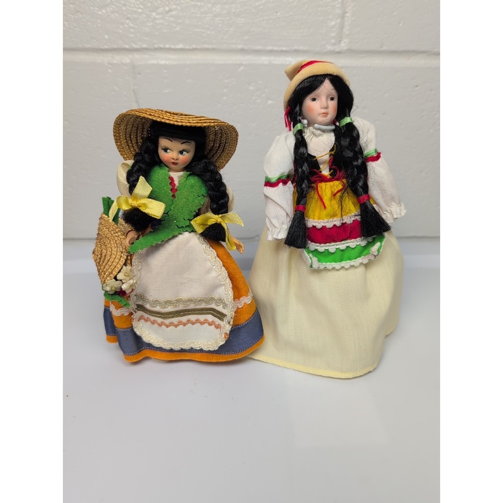 Dolls Italy Angela Porcelain By Russ 8" Tall, Unique Rosy Doll 7"